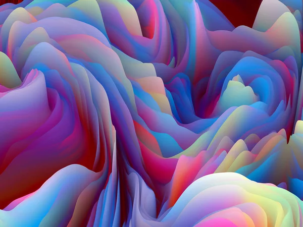 ツイスト サーフェス 次元波シリーズ 渦巻き色のテクスチャの構成 創造性とデザインの対象のためのランダム乱流の3Dレンダリング — ストック写真