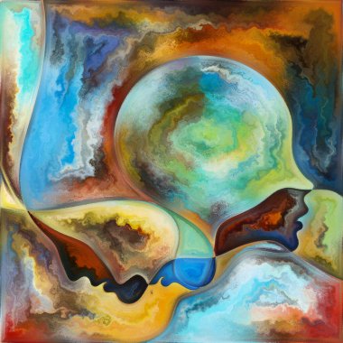 Canlı Zihinler. Colors In Us serisi. İnsan siluetlerinden, sanat dokularından ve renklerinden oluşan tasarım, yaşam, drama, şiir ve algı metaforu olarak etkileşir