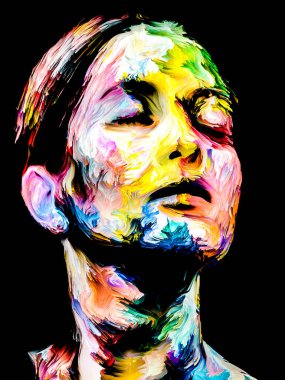 Renkli Kadın serisi. Yaratıcılık, hayal gücü ve sanat konularında genç bir kadının parlak portresi.