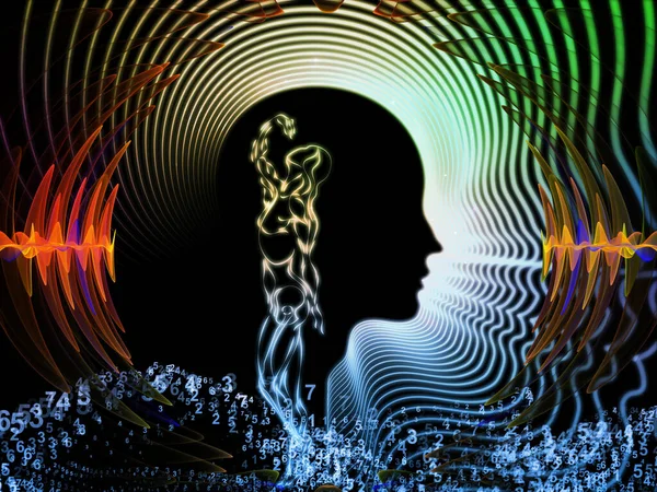 Людська Форма Малювання Радіаційними Хвилями Тему Мислення Розуму Науки Сучасних — стокове фото
