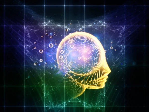 Out Your Mind Science Дизайн Сделан Спирали Силуэта Человека Линии — стоковое фото