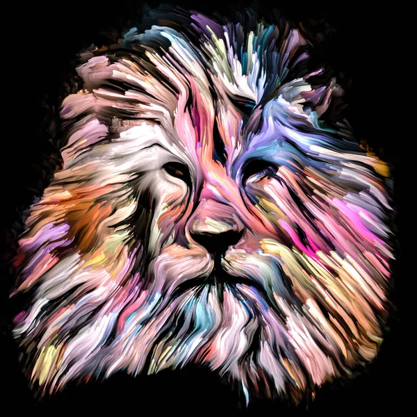 Animal Paint Series Lion Multicolor Portrait Vibrant Paint Subject Imagination — Stock Photo, Image