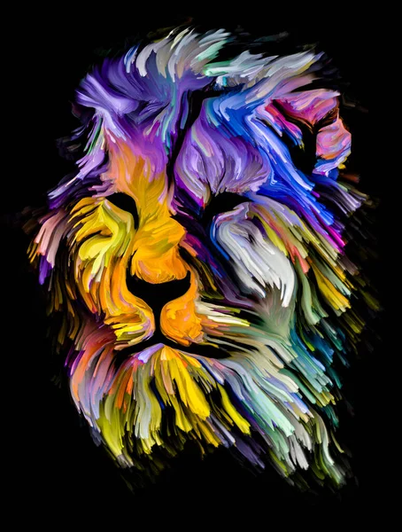 Serie Pintura Animal Cabeza León Pintura Colorida Sobre Tema Imaginación — Foto de Stock