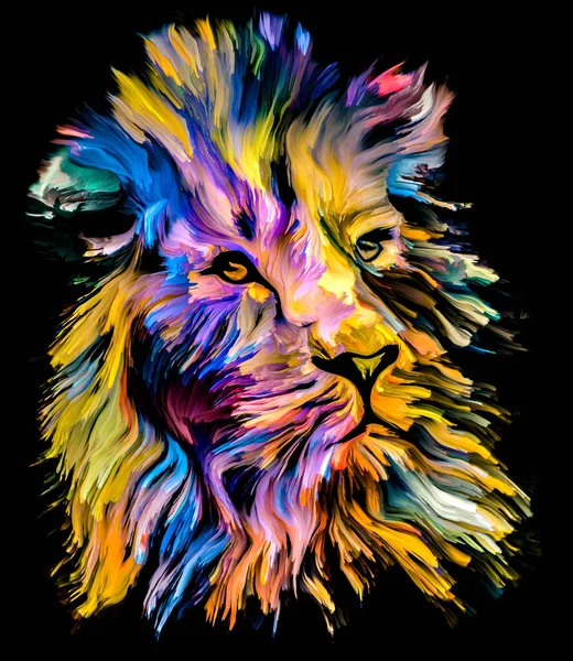Série Animal Paint Portrait Multicolore Lion Peinture Vibrante Sur Thème — Photo