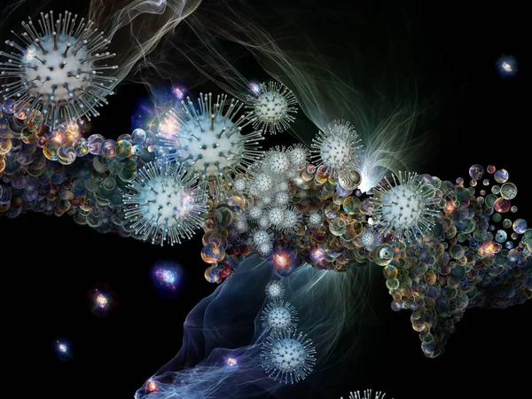 Rendering Coronavirus Virus Particle Micro Environment Elements Subject Virové Infekce — Stock fotografie