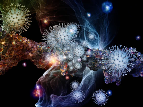 Coronavirus Enfeksiyon Salgın Hastalık Biyoloji Sağlık Hizmetleri Konularındaki Viral Parçacıkların — Stok fotoğraf