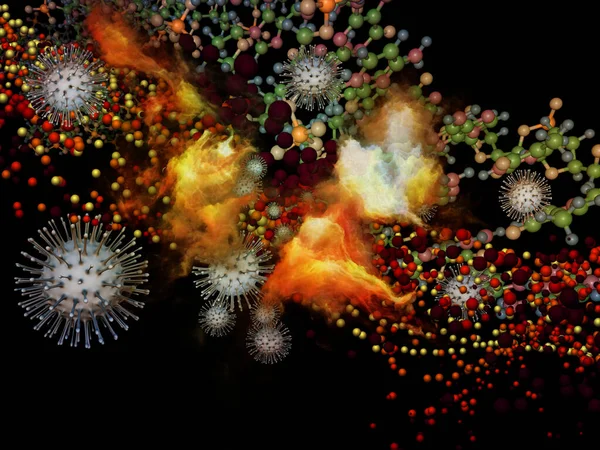 Rendu Particules Abstraites Virus Coronavirus Éléments Abstraits Tridimensionnels Sur Sujet — Photo