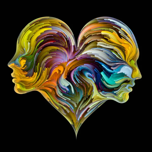 Soul Mates Series Male Female Heads Joined Heart Shape Symbol — Stock Photo, Image