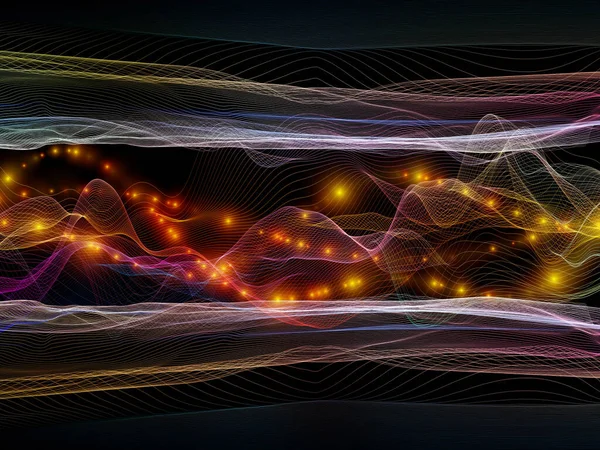 Transferencia Espacio Serie Virtual Wave Disposición Creativa Ondas Sinusoidales Horizontales — Foto de Stock