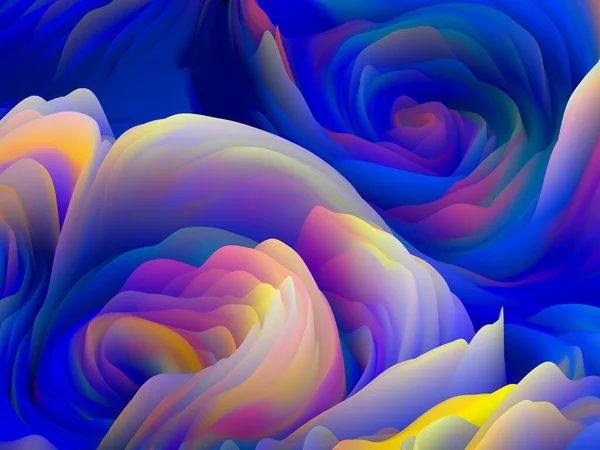触覚数学 次元波シリーズ 渦巻き色のテクスチャの構成 アート 創造性 デザインに関する作品のためのランダム乱流の3Dレンダリング — ストック写真
