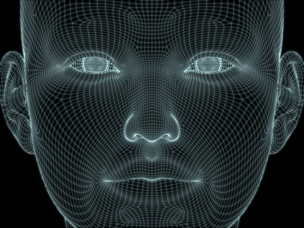 Render Human Head Face Wire Mesh Use Illustration Design — Stock Photo, Image