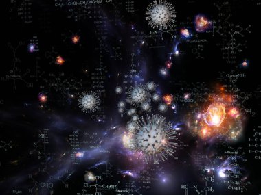 Coronavirus Gerçekliği. Viral Salgın Serisi. Virüs, salgın hastalık, enfeksiyon, hastalık ve sağlık konularındaki tasarımları tamamlamak için üç boyutlu Coronavirus parçacıkları ve mikro uzay elementleri