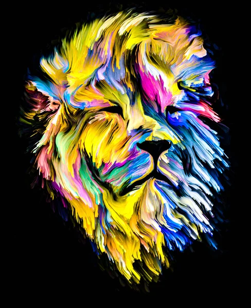 Serie Pintura Animal Retrato León Pintura Colorida Sobre Temas Imaginación — Foto de Stock