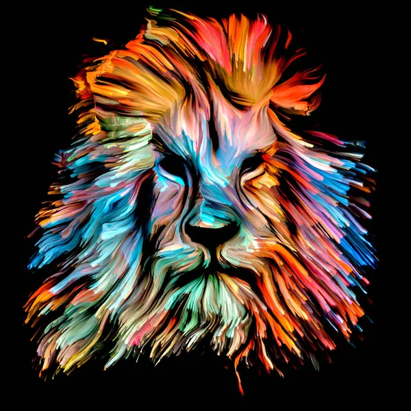 Série Pintura Animal Forma Leão Tinta Colorida Sobre Tema Imaginação — Fotografia de Stock