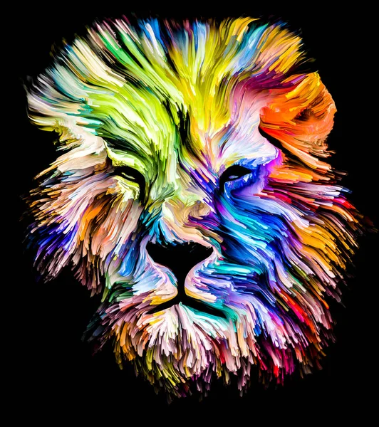 Animal Paint Series Lion Head Colorful Paint Subject Imagination Creativity — Stock Photo, Image