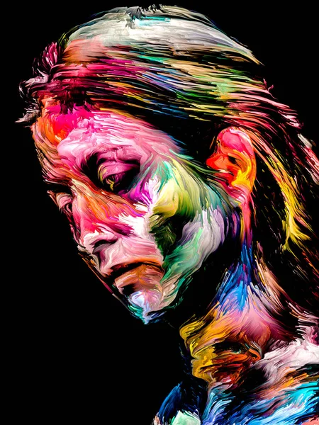 Woman Color Series Abstract Textured Paint Portrait Young Woman Subject — Stock Photo, Image