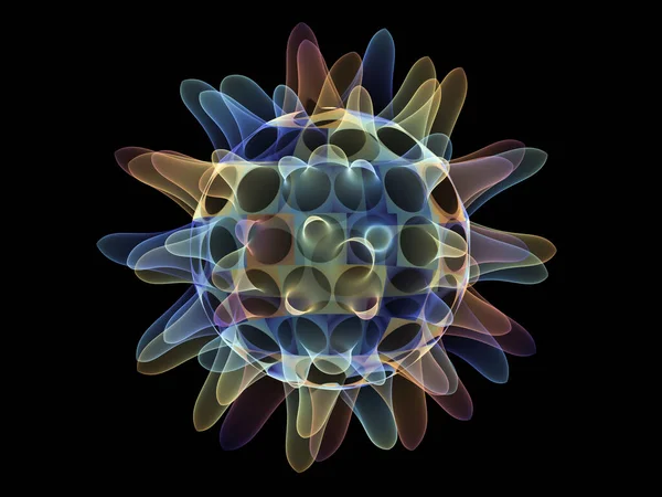 Serie Virus Frattali Rendering Particelle Virali Colorate Traslucide Sul Tema — Foto Stock