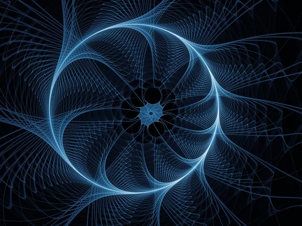 可视化数学系列 分形宇宙的蓝线 教育和技术背景下虚拟拓朴的精确渲染 — 图库照片