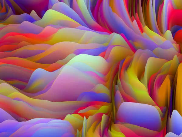 Перекрученные Оттенки Dimensional Wave Series Взаимодействие Цветовой Текстуры Рендеринг Случайной — стоковое фото