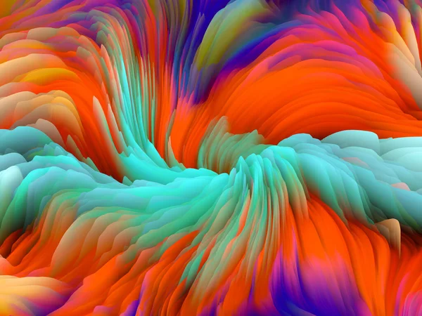 カオスの幾何学 次元波シリーズ 渦巻く色のテクスチャの背景 アート 創造性 デザイン上のプロジェクトで使用するためのランダム乱流の3Dレンダリング — ストック写真