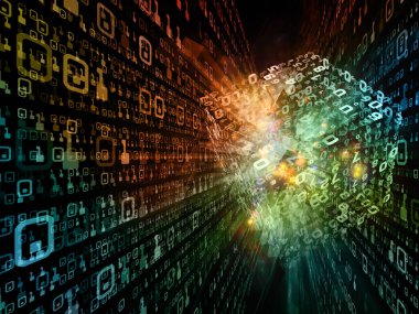 Matematik, bilim ve eğitim konularında uzayda sayıların ve ışıkların 3B çizimi