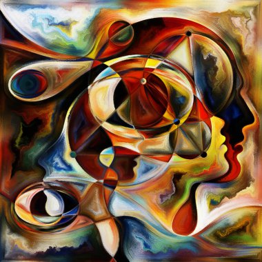 Hayalet Akımı. Colors In Us serisi. İnsan siluetlerinin arka plan kompozisyonu, sanat dokuları ve renkleri yaşam, drama, şiir ve algı konularında etkileşime girer