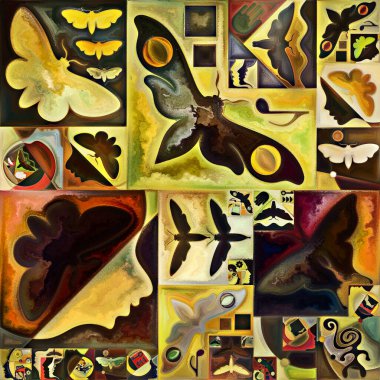 İç şifreleme serisi. Gizli anlamlar, kutsal yaşam, drama, şiir, mistisizm ve sanat konularındaki soyut organik formların, sanat dokularının ve renklerin arkaplanı.