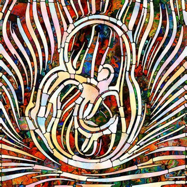 Çok renkli ışık. Lekeli Camlar Birliği serisi. Parçalanma, sanat, şiir ve tasarım birliğinin bir metaforu olarak renk ve doku parçalarından oluşan tasarım