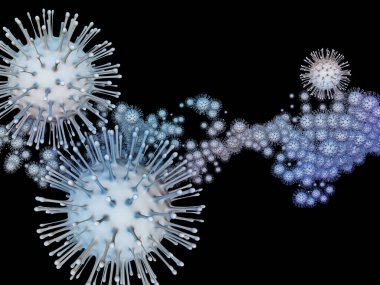 Coronavirus Mikro Dünyası. Viral Salgın Serisi. Coronavirus parçacıkları ve mikro uzay elementlerinin virüs, salgın hastalık, enfeksiyon, hastalık ve sağlık için 3D çizimi