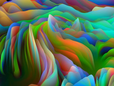 Rastgele Geometri. Boyutsal Dalga serisi. Dönen Renk Dokusunun Etkileşimi. Sanat, yaratıcılık ve tasarım için 3 boyutlu türbülans oluşturma