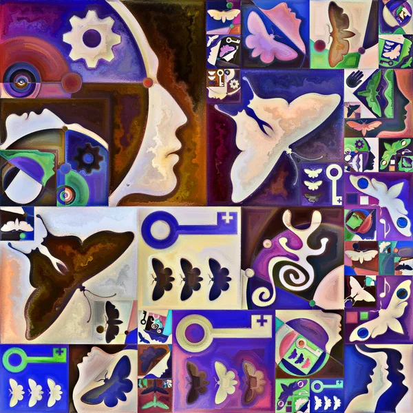 Ausstiegsformular Geheime Passwort Serien Abstrakter Hintergrund Aus Menschlichen Silhouetten Kunsttexturen — Stockfoto