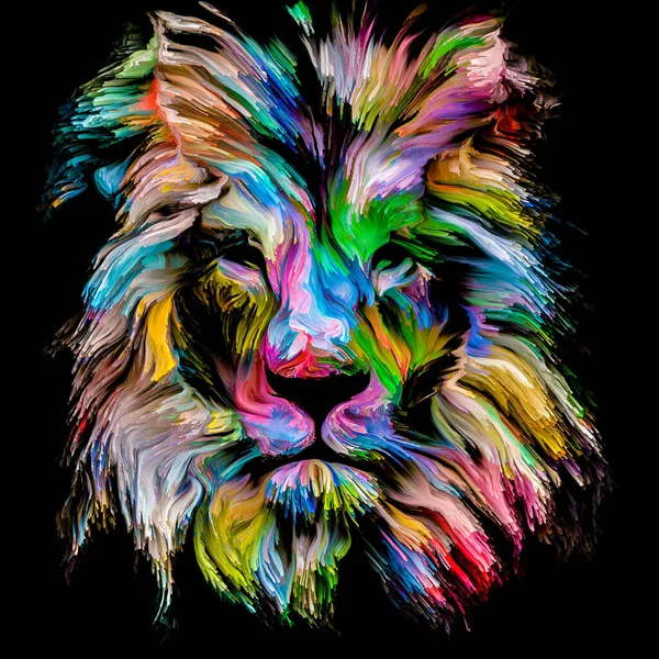 Animal Paint Series Lion Multicolor Portrait Vibrant Paint Subject Imagination — Stock Photo, Image