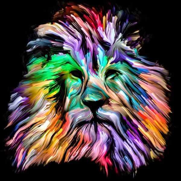 Animal Paint Series Lion Multicolor Portrait Vibrant Paint Subject Imagination — Stock Photo, Image