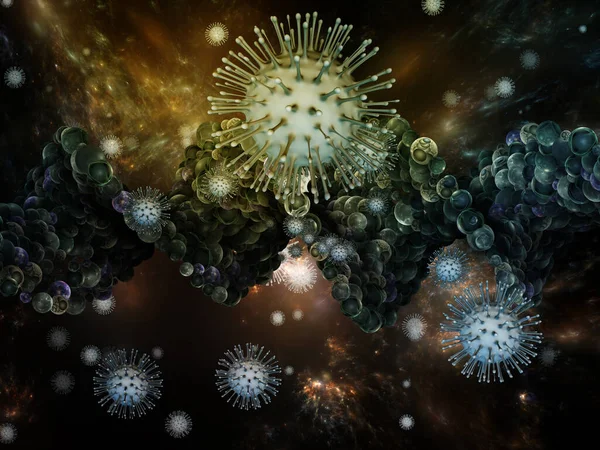 Coronavirus Math. Viral Epidemic series. 3D Illustration of Coronavirus particles and micro space elements for subject of virus, epidemic, infection, disease and health