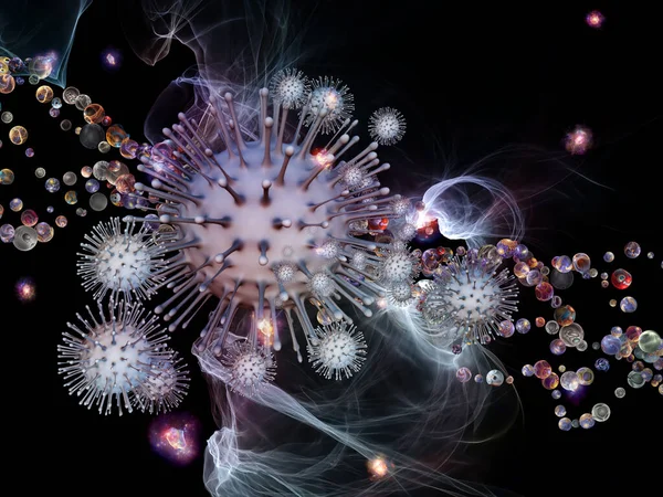 Renderowanie Cząsteczek Wirusa Koronawirusa Mikroelementów Środowiska Temat Infekcji Wirusowej Układu — Zdjęcie stockowe