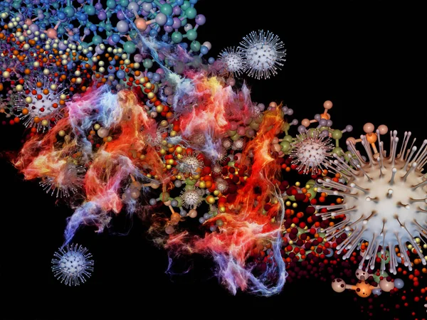 Weergave Van Abstracte Deeltjes Van Het Coronavirus Driedimensionale Abstracte Elementen — Stockfoto