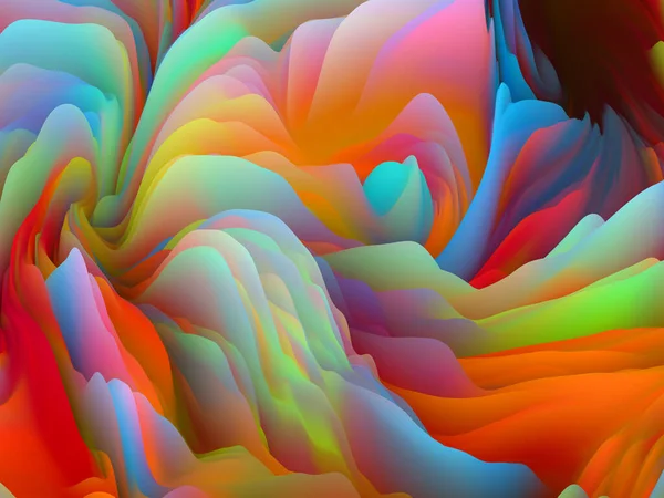 混沌的几何 维波系列 旋转彩色纹理的抽象设计 与艺术 创意和设计有关的随机湍流的3D渲染 — 图库照片