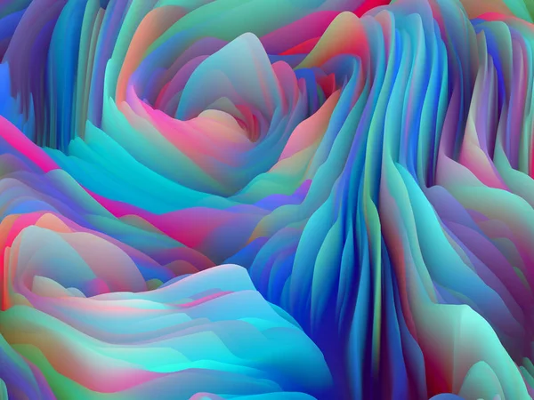 Sines的面料 维波系列 由旋转的彩色纹理制成的艺术背景 创意和设计项目随机湍流的三维渲染 — 图库照片