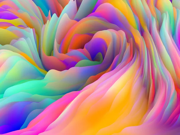 カオスの幾何学 次元波シリーズ 渦巻く色のテクスチャで作られたデザイン アート 創造性とデザイン上のプロジェクトのためのランダム乱流の3Dレンダリング — ストック写真