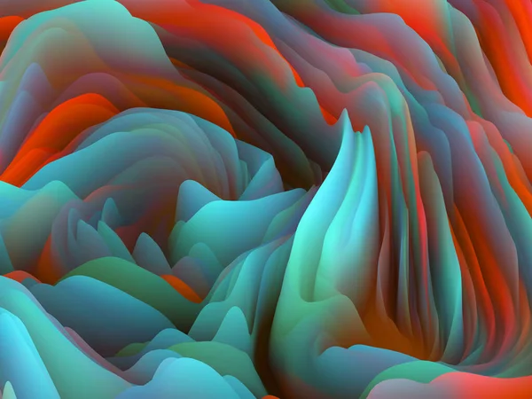 Verdraaide Oppervlakte Dimensionale Golf Serie Samenstelling Van Wervelende Kleur Textuur — Stockfoto