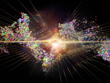 Temel parçacık fiziği, derin uzay, astrofizik, eğitim ve sanal gerçeklik konularındaki fraktal patlama ve atomik yapıların 3 boyutlu çizimi.