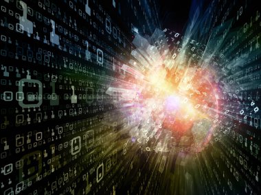 Matematik, bilim ve eğitim konularında uzayda sayıların ve ışıkların 3B çizimi