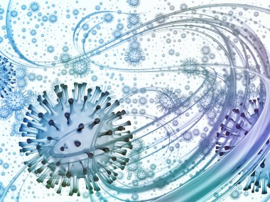 Virüs Mantığı. Viral Salgın Serisi. Virüs, salgın, enfeksiyon, hastalık ve sağlık konularındaki projeler için 3 boyutlu Coronavirus parçacıkları ve mikro uzay elementleri