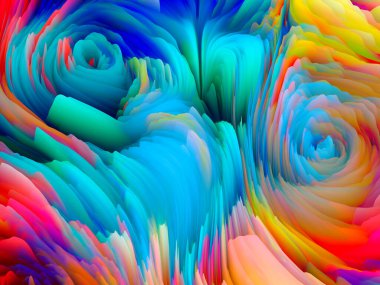 Rastgele Geometri. Boyutsal Dalga serisi. Dönen Renk Dokusunun bileşimi. Sanat, yaratıcılık ve tasarım ile bağlantılı 3 boyutlu türbülans oluşturma