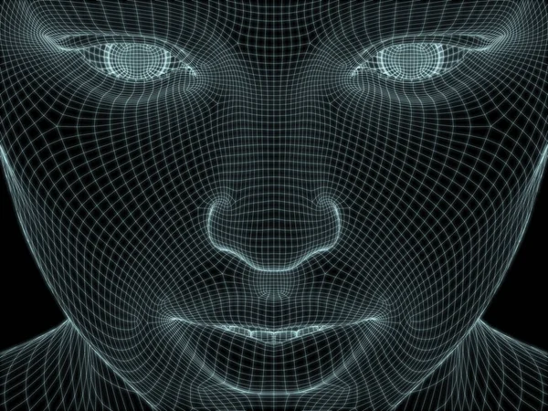 Render Głowy Człowieka Siatce Drucianej Stosowania Ilustracjach Dotyczących Technologii Edukacji — Zdjęcie stockowe