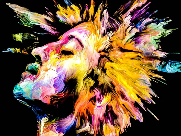 Серія Lady Color Цифровий Вибуховий Портрет Молодої Жінки Тему Творчості — стокове фото