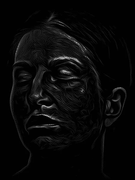 Serie Stipple Portrait Una Cabeza Una Mujer Joven Hecha Estilo —  Fotos de Stock