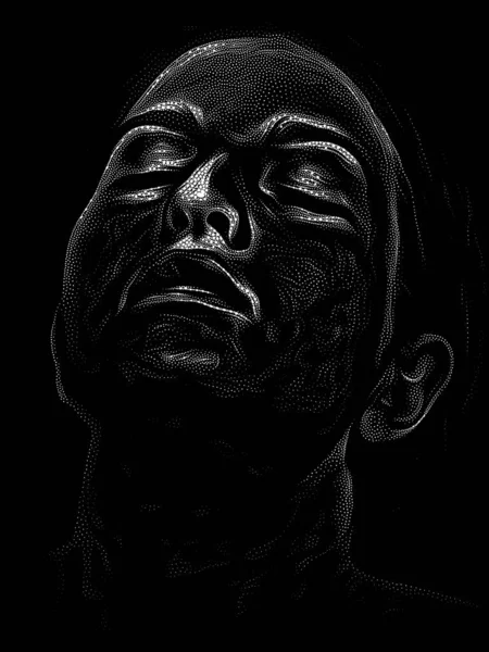 Serie Stipple Portrait Primer Plano Una Cabeza Una Mujer Joven —  Fotos de Stock