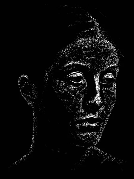 Serie Stipple Portrait Rostro Una Mujer Joven Realizado Estilo Puntillista —  Fotos de Stock