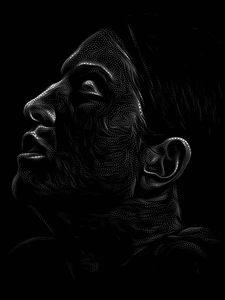 Serie Stipple Portrait Rostro Una Joven Hembra Realizada Estilo Puntillista —  Fotos de Stock